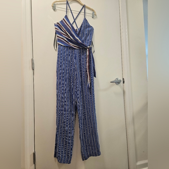 Rag & Bone Felix Stripe Jumpsuit V-neck Criss-Cross back - Picture 4 of 14